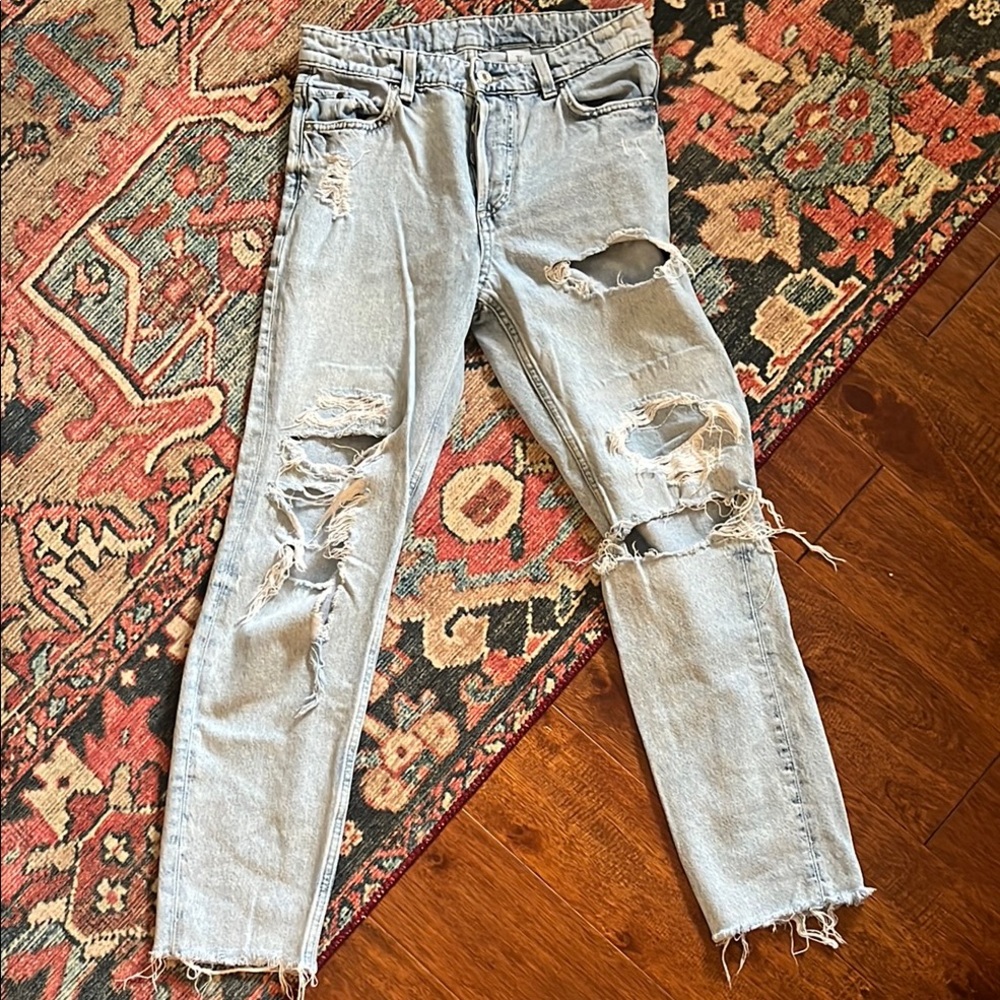 Distressed Light Denim Jeans